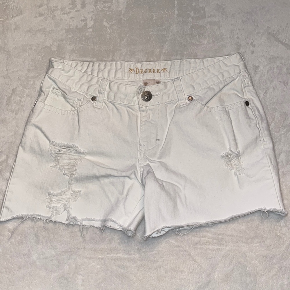 Decree White Denim Shorts